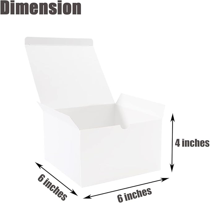 Frantis White Gift Boxes 20 Pack 6x6x4 inch Small Gift Box with Lids for Weddings, Christmas, Ornaments, Bridesmaid Boxes Easy to Assemble Includes 24 Thank You Stickers
