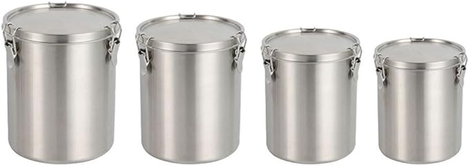 Stainless Steel Airtight Canister, Food Storage Canisters With Airtight Lid Locking Clamp, Stainless Steel Vacuum Sealed Grain Barrels For Coffee Bean Storage(520ml)
