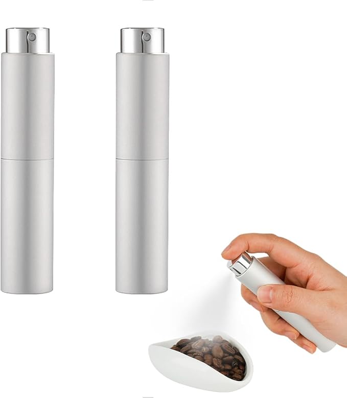 2PCS/10ml Coffee Bean Spray Bottle Espresso Spray Bottle Portable Empty Small Refillable Sprayer For Reducing Coffee Power Static,Silver