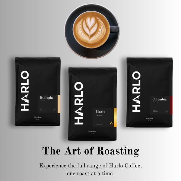 Harlo Coffee Roasters Organic Peru Decaf Single Origin Coffee, Royal Select Water Process, Medium Roast, Whole Bean, 12 oz