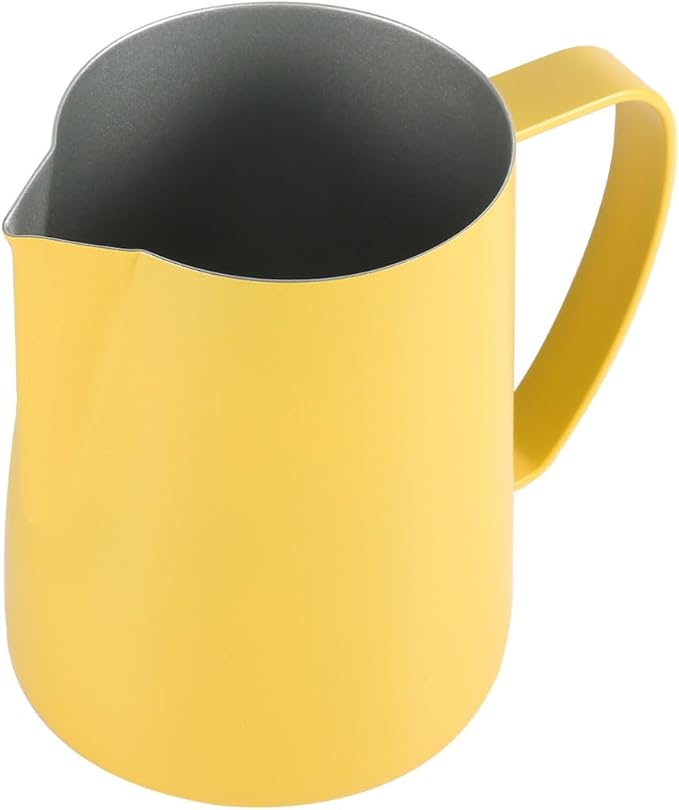 Milk Frothing Pitcher, 20oz/600ml Stainless Steel Espresso Steaming Pitcher, Milk Frother Steamer Cup For Latte Art, Yellow