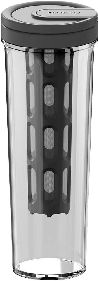 watchget Portable Cold Brew Coffee Maker 34oz/1L Iced Coffee Maker and Tea Brewer Leak-Proof Removable Fine Mesh Filter Perfect for Outdoor Camping Trip (Dark Grey)