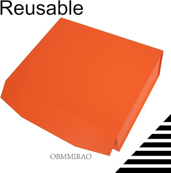 Upgrade 5Pcs Orange Extra Large Gift Boxes with Lid, 16.5 x13 x5 Inches, Hard Magnetic Gift Boxes for Presents, Wedding Dress Box Storage, Reusable Foldable Bridesmaid Box