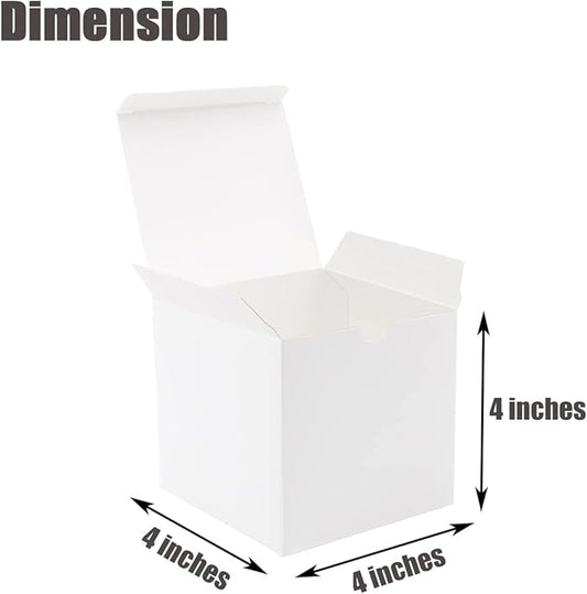 Frantis White Gift Boxes, 24 Pack 4x4x4 inch Small Gift Boxes with Lids for Weddings, Christmas, Ornaments, Bridesmaid Boxes Easy to Assemble Includes 24 Thank You Stickers