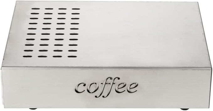 Restaurantware Restpresso 13.5 x 9.75 x 3.75 Inch Espresso Knock Box 1 Vented Coffee Knock Box - Detachable Drawer Silicone Knock Bar Silver Stainless Steel Coffee Grounds Knock Box Durable