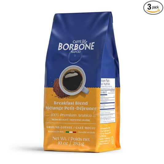 Caffè Borbone Breakfast Blend, Medium Roast Ground Coffee, 10 oz bag (3 Pack)