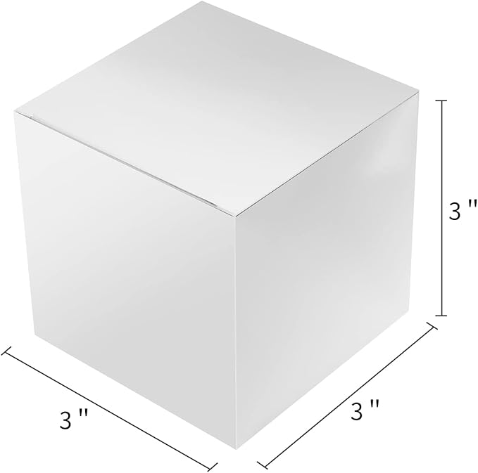 100 Pack Small Gift Boxes, 3x3x3 Inches Favor Boxes Silver Paper Gift Boxes with Lids for Presents, Crafting, Cupcake Boxes, Gifts, Candy Boxes for Wedding Party Bridal Shower Baby Shower Favors