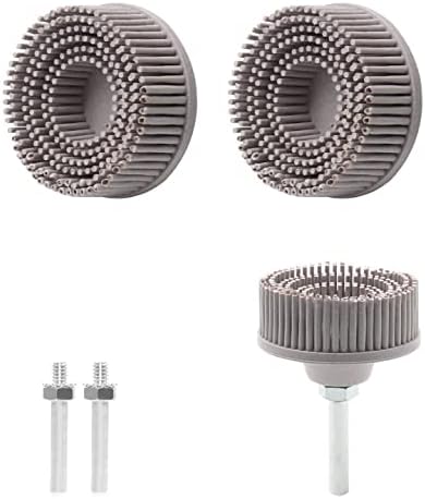 2Pcs 120 Grit White Bristle Disc Attachment, 2 Inch Abrasive Bristle Disc Gasket Removal Disc with 1/4 Shank Coating Removal Disc for Rotary Tool