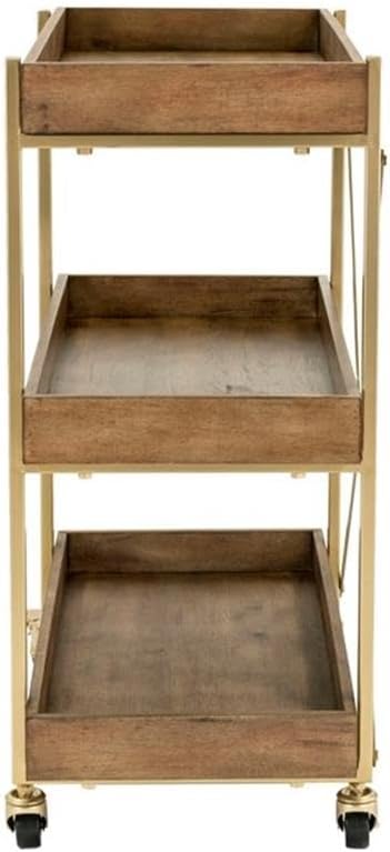 Pemberly Row Modern/Contemporary Riley Wooden Kitchen Bar Cart Gold