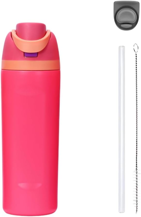 DUTHINGS Insulated Stainless Steel Water Bottle with Straw, 24 oz, Reusable Sports and Travel Bottle for School, Kids, and Outdoors - Leakproof and BPA-Free (FUCHSIA)