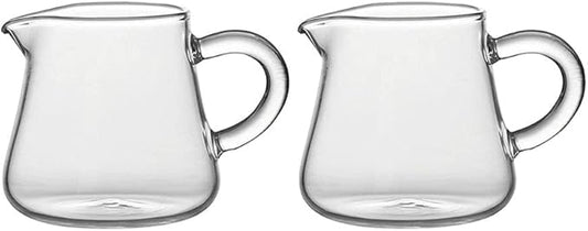 2pcs Glass Creamer Pitcher Milk Sauce Serving Pitcher Creamer Jug with Handle,70ml