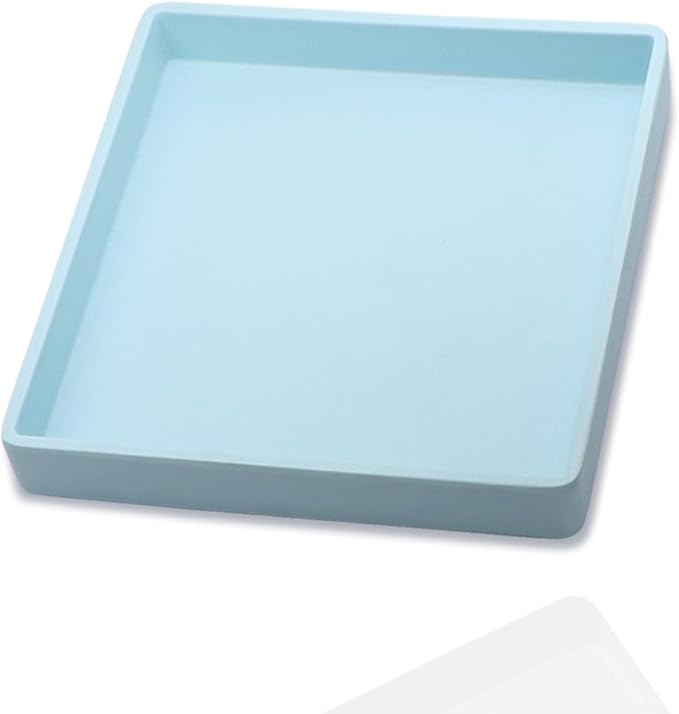 Small Square Serving Tray (5.9 inch), Durable Blue Tray for Desserts & Organization, Lightweight for Coffee, Drinks, Party, Seasoning, Perfume and Display.