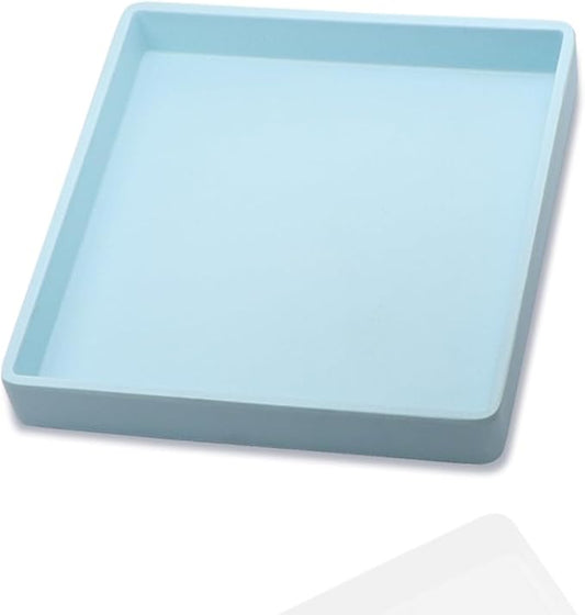 Small Square Serving Tray (5.9 inch), Durable Blue Tray for Desserts & Organization, Lightweight for Coffee, Drinks, Party, Seasoning, Perfume and Display.