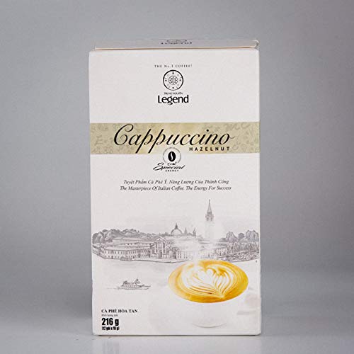 TRUNG NGUYEN LEGEND Cappuccino Hazelnut Instant Coffee Single Served Stick for Energy Boost (8oz - Box of 12 Sticks)