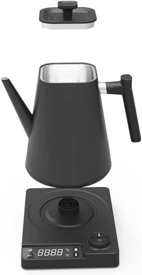 Smart Electric Kettle 1000ML Gooseneck Kettle With Temperature Control and 24H Keep Warm, 304 Stainless Steel Hot Water Kettle For White Tea, Coffee, Boiling Water (Black)