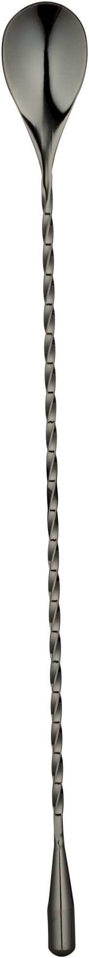 Restaurantware Bar Lux 12 Inch Bar Spoon 1 Corkscrew Handle Cocktail Stirrer Spoon - Long Commercial Black Plated Stainless Steel Cocktail Mixing Spoon For Stirring And Mixing