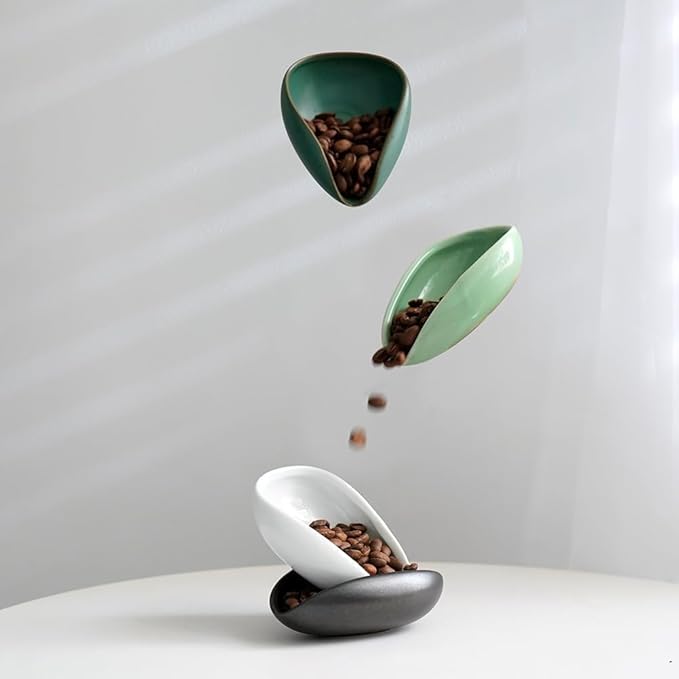 watchget Coffee Beans Dosing Cup Coffee Dosing Tray Ceramic Dose Vessel Loose Leaf Tea Vessel Single Dose Measuring Tray, Dark Green