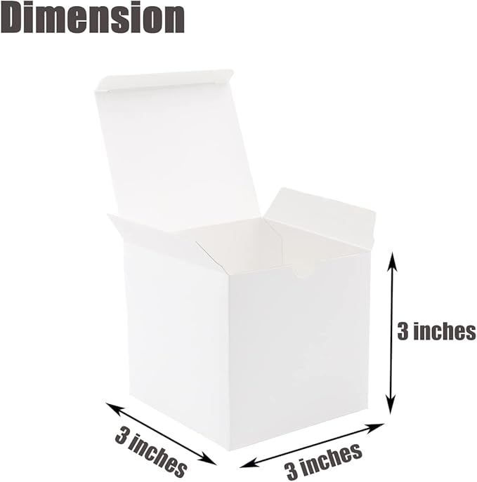 Frantis White 24 Pack 3x3x3 inch Small Gift Box with Lids for Party Gift Boxes, Ornament Boxes, Christmas Gift Boxes, Wedding Boxes Easy to Assemble Gift Box with 24 Thank You Stickers