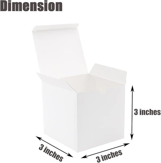 Frantis White 24 Pack 3x3x3 inch Small Gift Box with Lids for Party Gift Boxes, Ornament Boxes, Christmas Gift Boxes, Wedding Boxes Easy to Assemble Gift Box with 24 Thank You Stickers