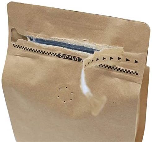 Natural Kraft Coffee Pouches, Resealable Coffee Bag with Valve, Flat Bottom Pull Tab Zipper (500pcs, 12oz, 0.75lb,340g)