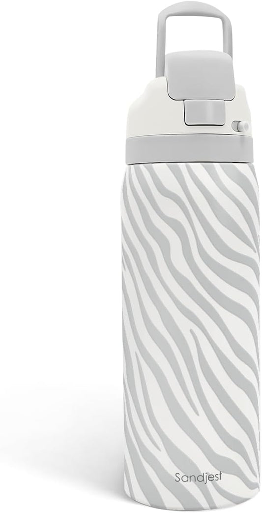 Zebra Print Insulated Stainless Steel Water Bottle with Straw for Sports and Travel, 32oz, Gifts for Women Girls Friends Teens Birthday Christmas