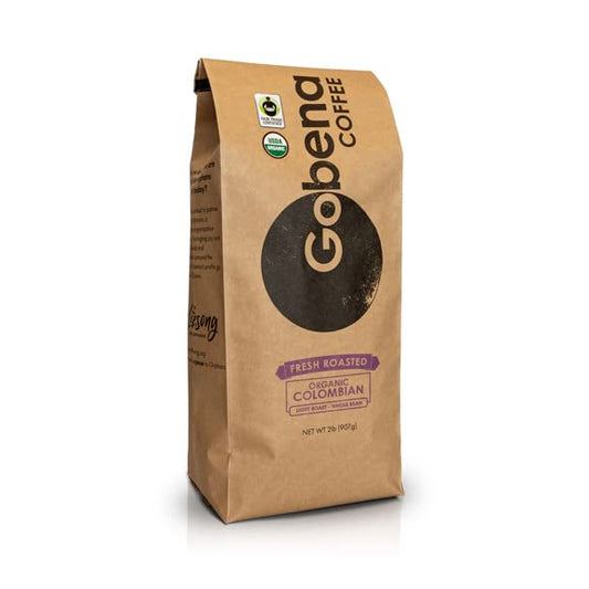 Gobena Coffee 2lb Fair Trade Organic Certified Colombian Whole Bean Light Roast, 100% Arabica Specialty Coffee, 32 ounces, 2 pounds, Bulk