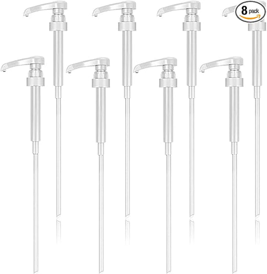 Lavandi 8pcs Coffee Syrup Pump Dispenser Fits 750ml-25.4 oz Bottles, Replacement Syrup Bottle Pump Dispenser for Flavorings Creamer (White)