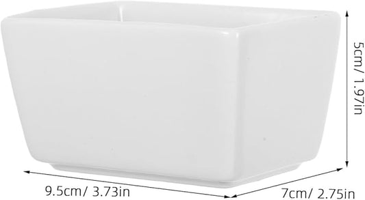 Rectangular Ceramic Sugar Holder and Sugar Cube Container 170Ml White Porcelain for Coffee Station and Kitchen 2Pcs Set