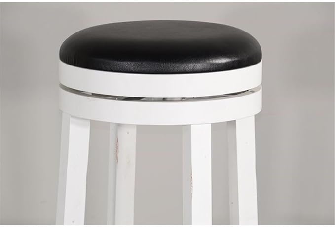 Pemberly Row Set of 3 Wood Bar Unit and 2 Backless Swivel Barstool - White/Brown