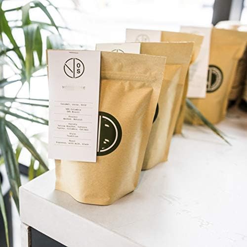 12oz Coffee Bags 100 Pieces - High Barrier Natural Kraft Paper Stand up Ziplock Pouches Bags with Valve & Zipper (100 Pcs, 12 Ounce/340 Gram/0.75 lb)