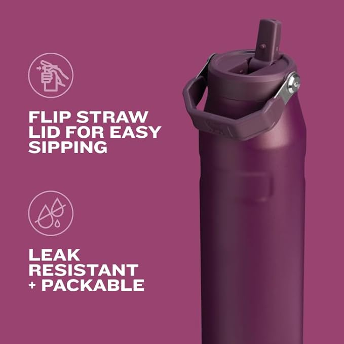 Stanley IceFlow Flip Straw 2.0 Water Bottle 50 oz | Built-In Straw with Larger Opening | Lightweight and Leak Resistant | Insulated Stainless Steel | BPA-Free | Rose Quartz