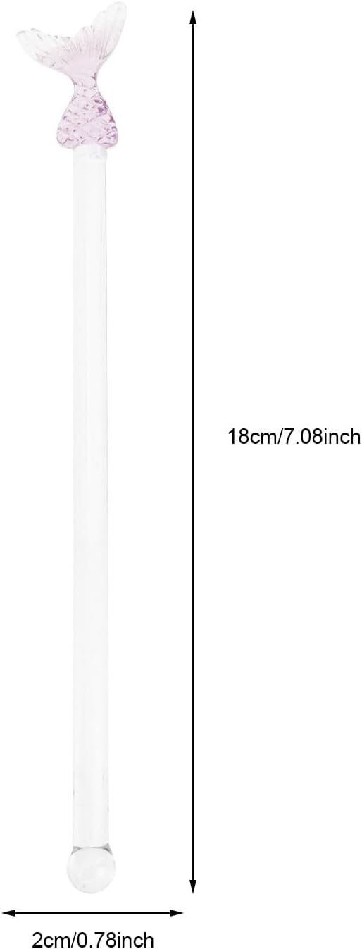 Glass Coffee Stir Stirrers Long Handle Mermaid Design Glass Mixing Rods for Home Bar Cocktail Drinks Coffee Tea Juices 2pcs Set