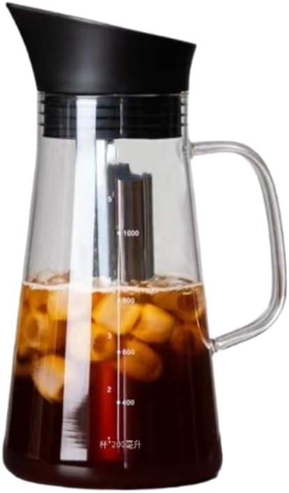 Cobalance Classic Glass Cold Brew Coffee Pitcher, 50oz, Removable Mesh Filter & Secure Lid