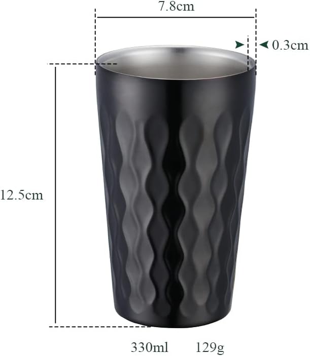 10oz Stainless Steel Cup Set, 6Pcs Double Wall Metal Cup,Vacuum Stackable Insulated Portable Drinking Tumblers Unbreakable Glasses，for Home Outdoor Restaurant (Black)
