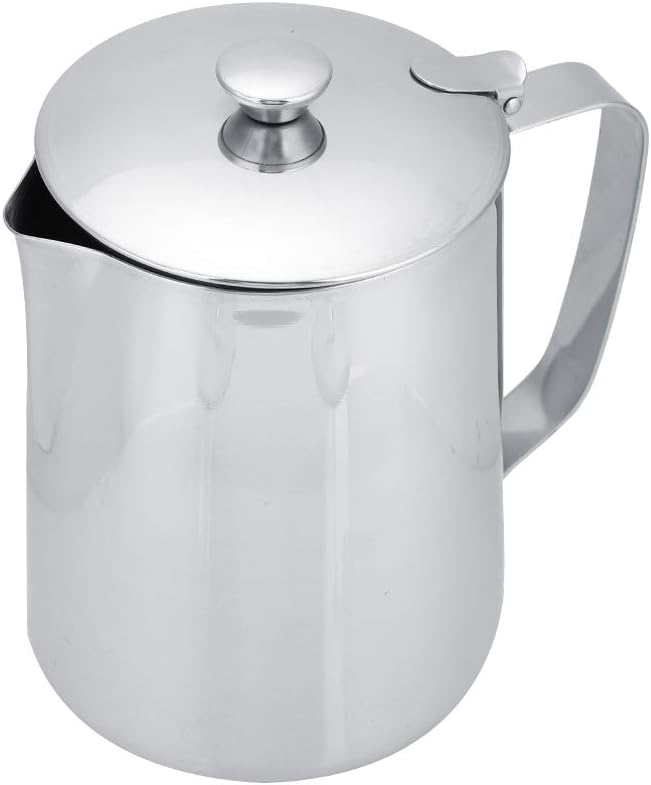 Frothing Pitcher, less Steel Pitcher with Lid, Coffee Steaming Pitcher Milk Frothing Cup Milk Pitcher Jug for Espresso Machine Milk Frother Latte Coffee Art (1500mL)