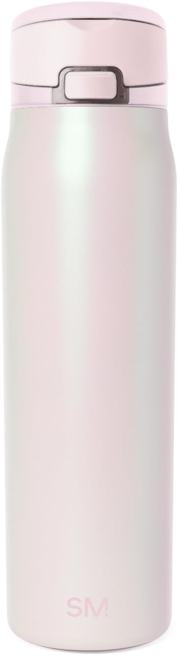 Simple Modern Mesa Loop Water Bottle with Covered Straw and Handle | 30oz Cup Holder Friendly Insulated Stainless Steel Bottles for Travel, Sports and School | Coconut Pearl