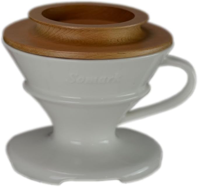 Pour Over Coffee Dripper Set V60#2 Ceramic Dripper + Dripping Tray (wood tray)