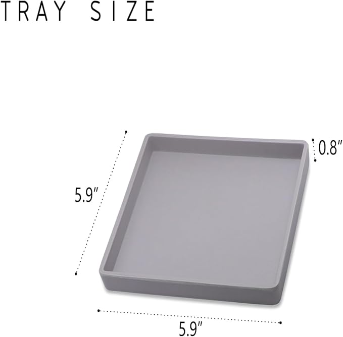 Small Square Tray (5.9 inch) 3 Pack, Durable Gray Tray for Desserts & Organization, Lightweight for Coffee, Drinks, Party, Seasoning, Perfume and Display.