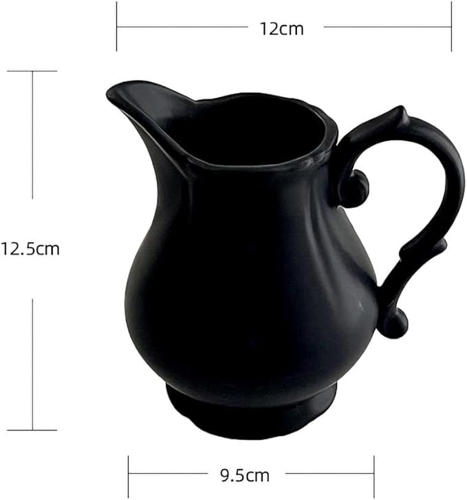 WAIT FLY Vintage Embossed Creamer & Sauce Pitcher - Black Cream Jug for Kitchen