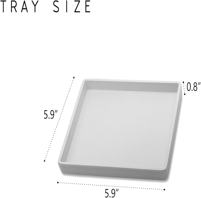 Small Square Serving Tray (5.9 inch), Durable White Tray for Desserts & Organization, Lightweight for Coffee, Drinks, Party, Seasoning, Perfume and Display.