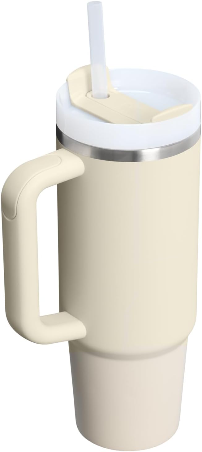 STANLEY Quencher H2.0 Tumbler with Handle and Straw 30 Fluid Ounces| Flowstate 3-Position Lid | Cup Holder Compatible for Travel | Insulated Stainless Steel Cup | BPA-Free | Exclusive Toasted Almond