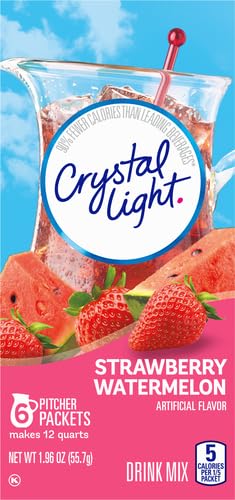 Crystal Light Sugar-Free Strawberry Watermelon Low Calories Powdered Drink Mix 6 Count Pitcher Packets