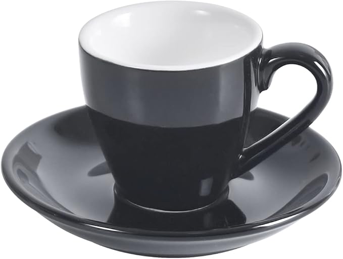 ionEgg Porcelain Espresso Cup with Saucer, Espresso shot Cup, 80ml/2.7Oz, Black…