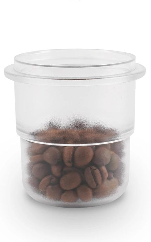 watchget 58mm Dosing Cup Espresso Coffee Dosing Cup Compatible with 58mm Portafilters Plastic Espresso Dosing Cup Coffee Machine Accessories, Frosted Transparent