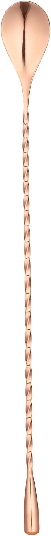 Restaurantware Bar Lux 12 Inch Bar Spoon 1 Corkscrew Handle Cocktail Stirrer Spoon - Long Commercial Copper-Plated Stainless Steel Cocktail Mixing Spoon For Stirring And Mixing