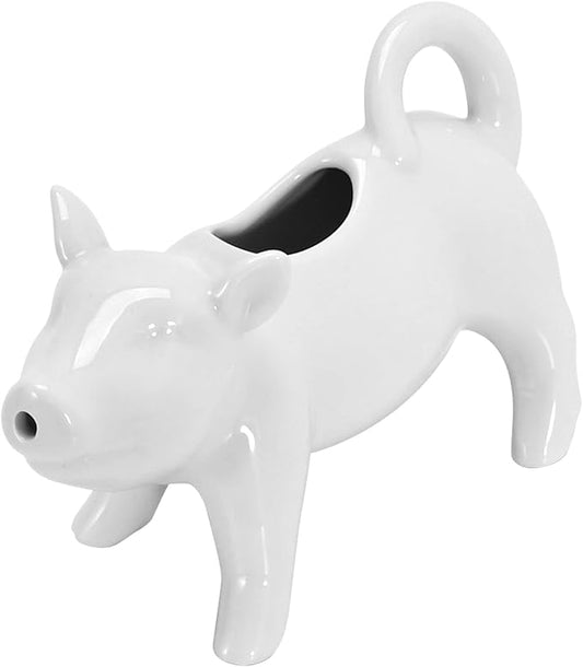 Ceramic Milk Pitcher, Pig-Shaped Porcelain Creamer Pitcher, Cute Animal Coffee Milk Sauce Jug for Home Kitchen and Outdoor Use - 6.41In 150ML