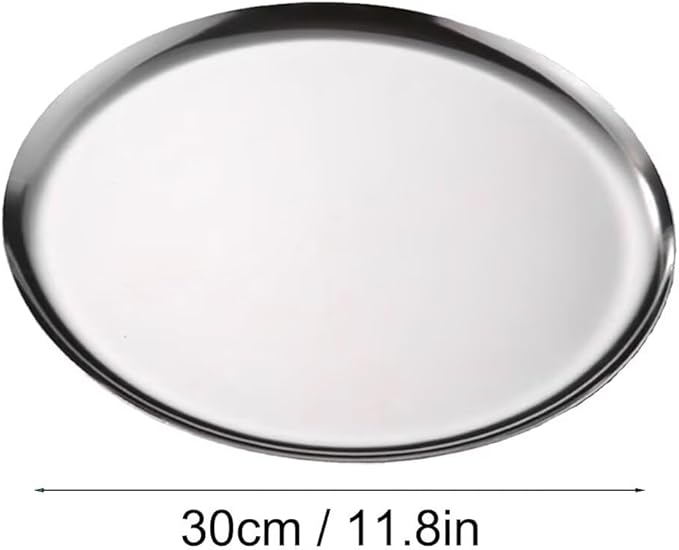 Serving Trays 11.8in Stainless Steel Decorative Tray Round Dessert Trays for Kitchen Wedding Party Light Silver