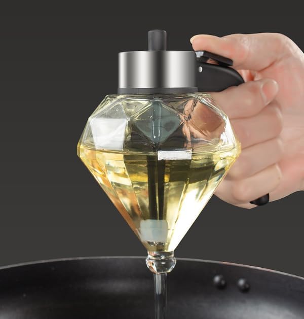 Diamond-Shaped Glass Honey Dispenser Bottle, Syrup and Suitable for Olive Oil Diamond-shaped Glass Honey Dispenser