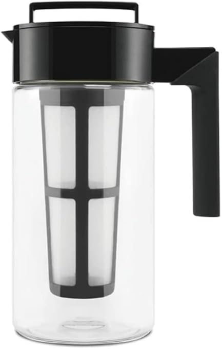 Takeya Tritan Cold Brew Coffee Maker - Airtight Pitcher with Leak-Free Lid - BPA-Free Cold Brew Maker with Silicone Handle - Dishwasher-Safe Pitcher for Homemade-Cold-Brew - 1 Quart,Black,(Pack of 4)