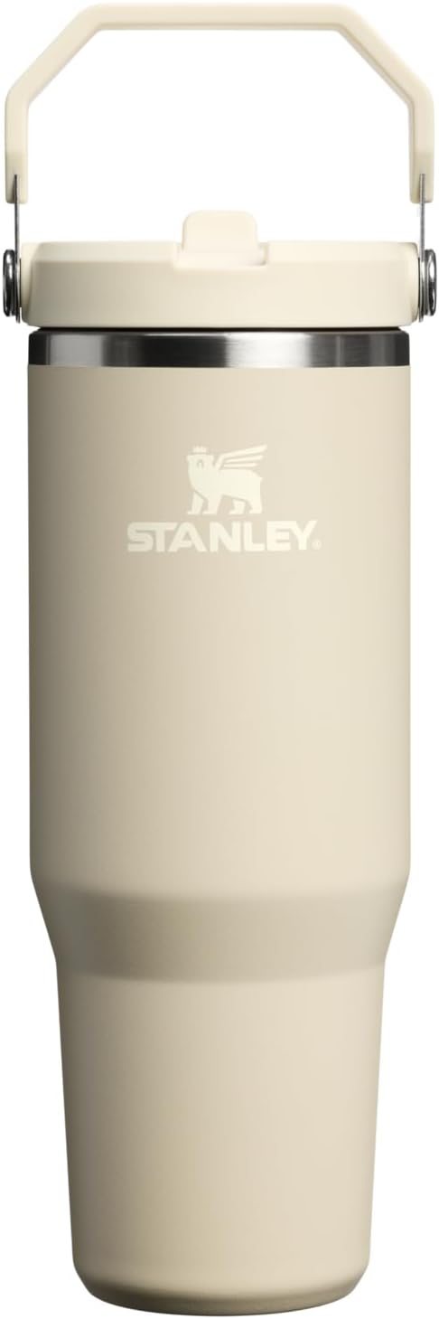 STANLEY IceFlow 2.0 Flip Straw Tumbler with Handle 30 oz | Twist On Lid and Flip Up Straw | Leak Resistant Water Bottle | Insulated Stainless Steel | BPA-Free | Exclusive Toasted Almond